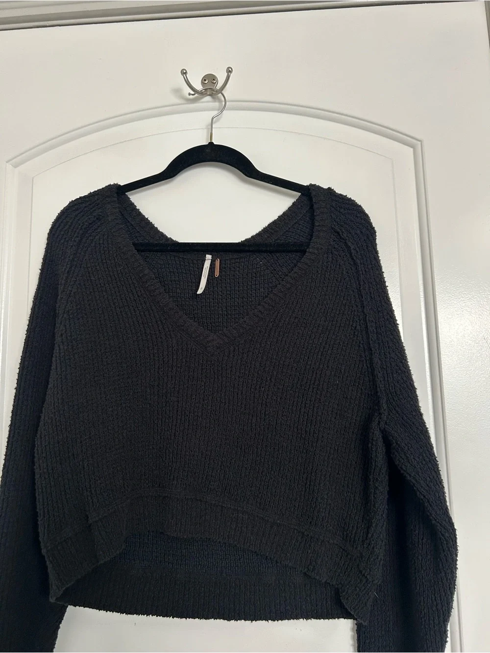 Free People Revolve High Low V Cozy Knit Sweater Size Small Boho Chic 90s Preppy